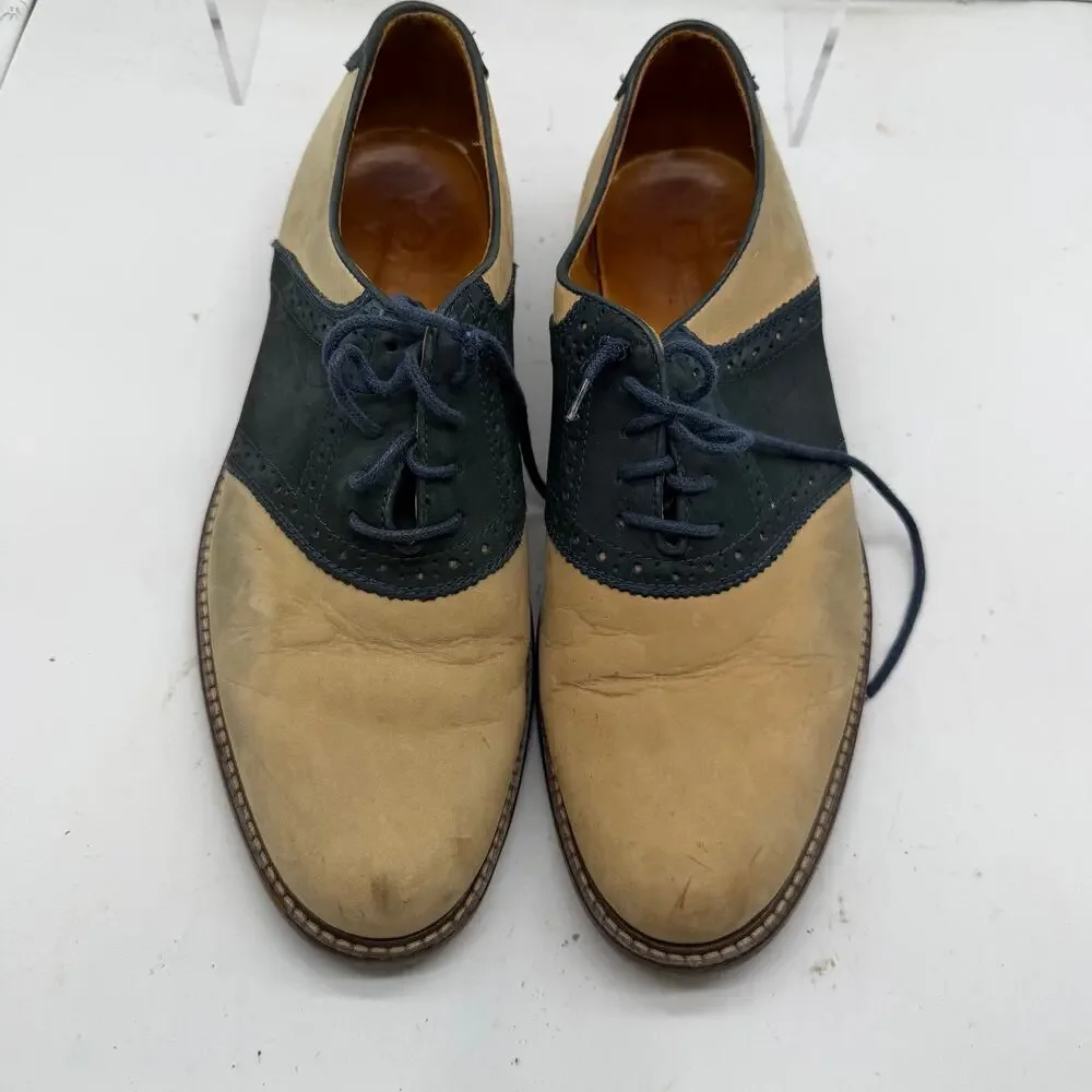 Peter Huber Oxford Dress Shoes Men’s 9 Leather Brazil Cream Blue